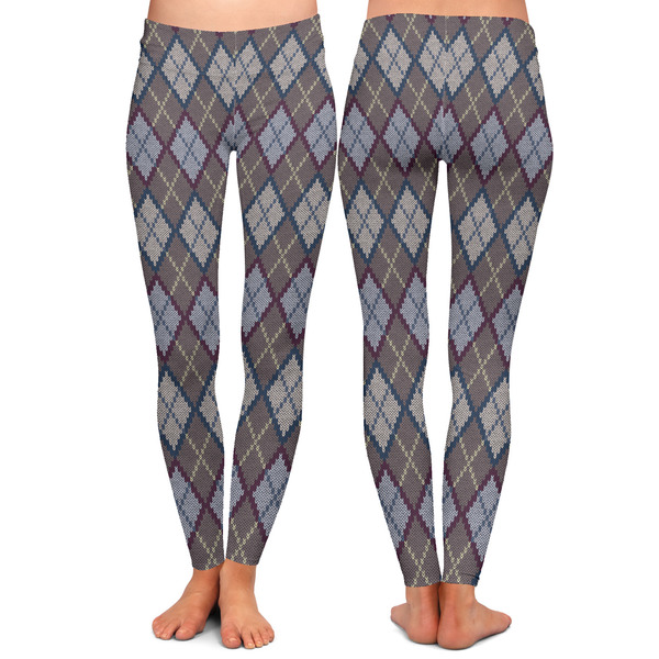 Knit Argyle Ladies Leggings - Front and Back