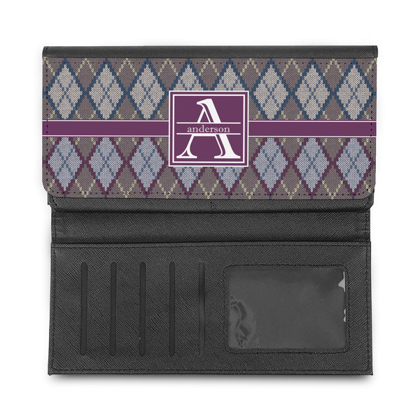 Knit Argyle Ladies Wallet - Half Way Open