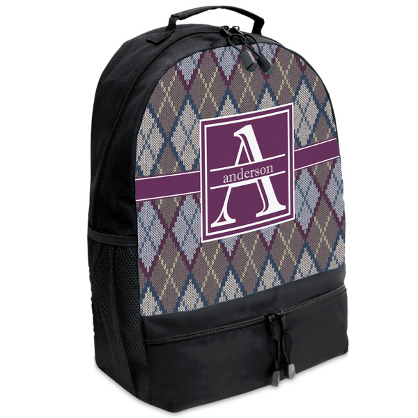Custom Knit Argyle Backpacks - Black (Personalized)