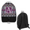 Knit Argyle Large Backpack - Black - Front & Back View