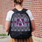 Knit Argyle Large Backpack - Black - On Back