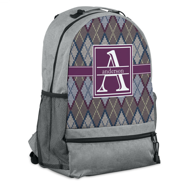 Custom Knit Argyle Backpack - Grey (Personalized)