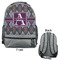 Knit Argyle Large Backpack - Gray - Front & Back View