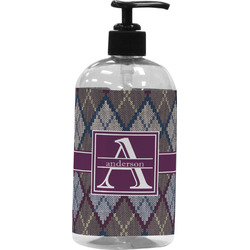 Knit Argyle Plastic Soap / Lotion Dispenser (16 oz - Large - Black) (Personalized)