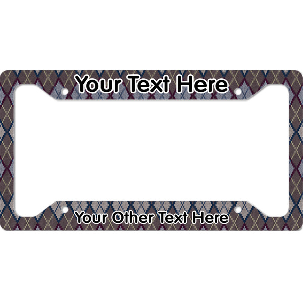 Custom Knit Argyle License Plate Frame - Style A (Personalized)