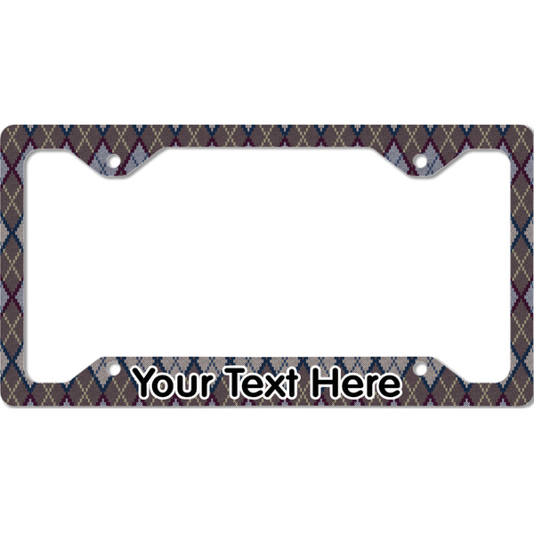 Custom Knit Argyle License Plate Frame - Style C (Personalized)