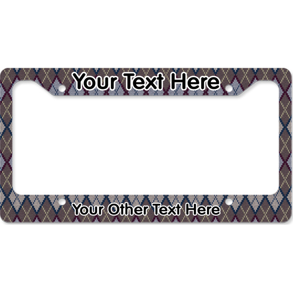 Custom Knit Argyle License Plate Frame - Style B (Personalized)