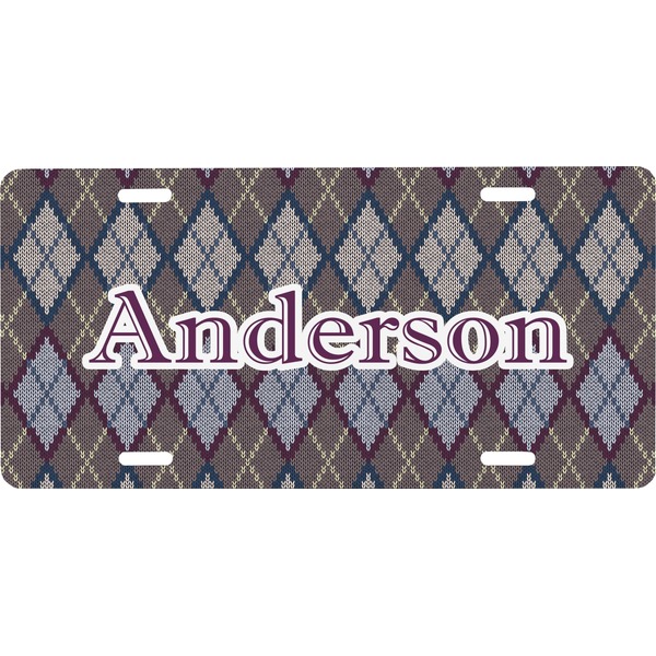 Custom Knit Argyle Front License Plate (Personalized)