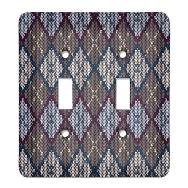 Custom Knit Argyle Light Switch Cover (2 Toggle Plate)