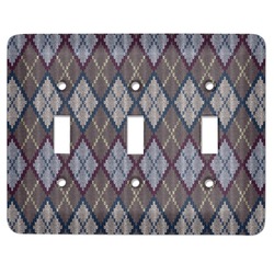 Knit Argyle Light Switch Cover (3 Toggle Plate)