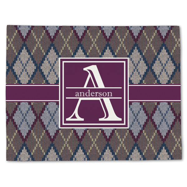 Custom Knit Argyle Single-Sided Linen Placemat - Single w/ Name and Initial