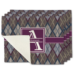 Knit Argyle Single-Sided Linen Placemat - Set of 4 w/ Name and Initial