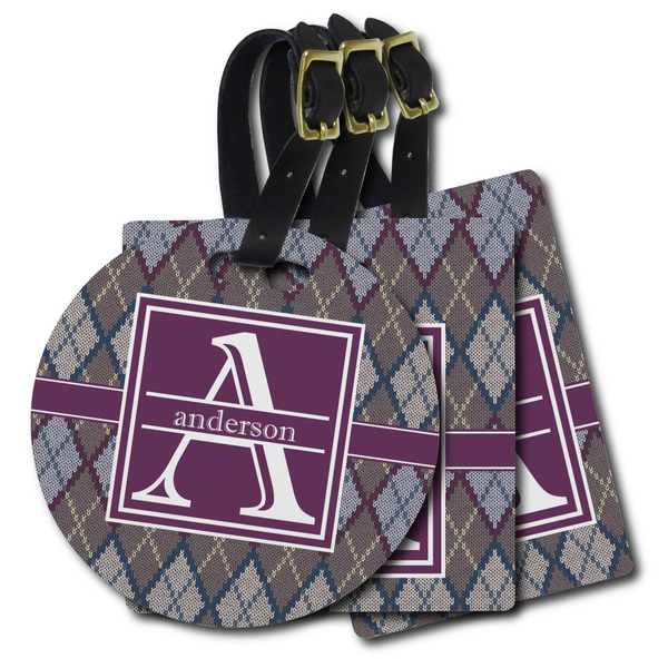 Custom Knit Argyle Plastic Luggage Tag (Personalized)