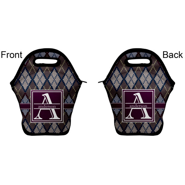 Knit Argyle Lunch Bag - Front and Back