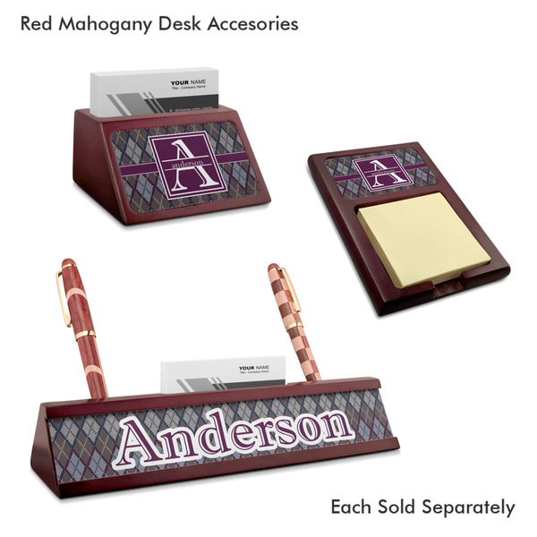 Knit Argyle Mahogany Desk Accessories