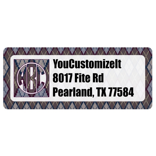 Custom Knit Argyle Return Address Labels (Personalized)