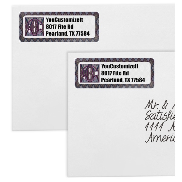Knit Argyle Mailing Labels - Double Stack Close Up
