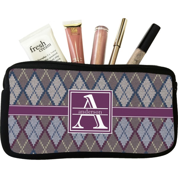 Custom Knit Argyle Makeup / Cosmetic Bag (Personalized)