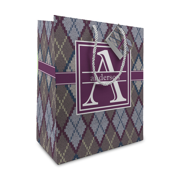 Custom Knit Argyle Medium Gift Bag (Personalized)