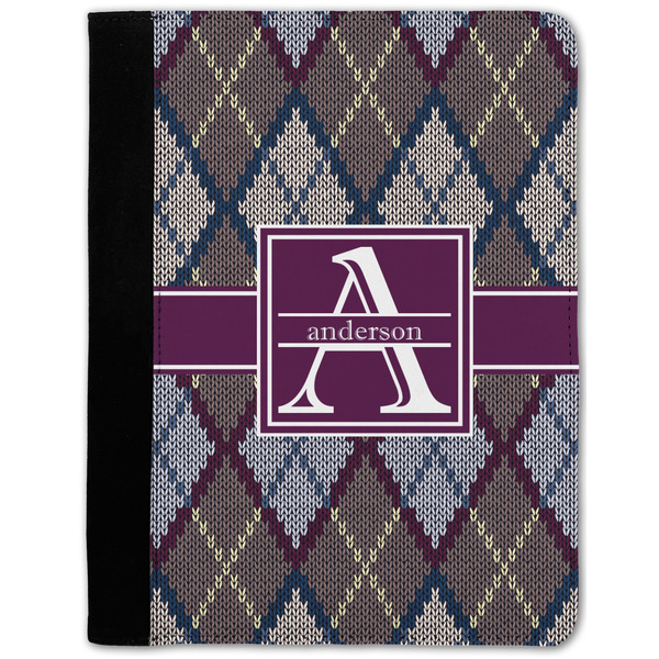 Custom Knit Argyle Notebook Padfolio - Medium w/ Name and Initial