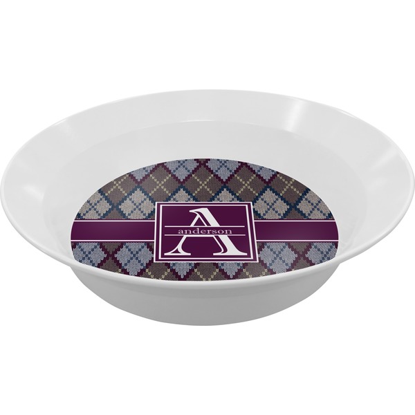 Custom Knit Argyle Melamine Bowl - 12 oz (Personalized)