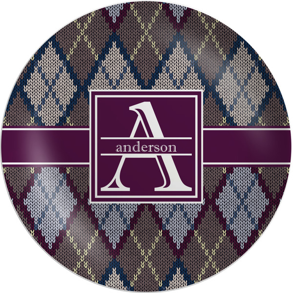 Custom Knit Argyle Melamine Salad Plate - 8" (Personalized)