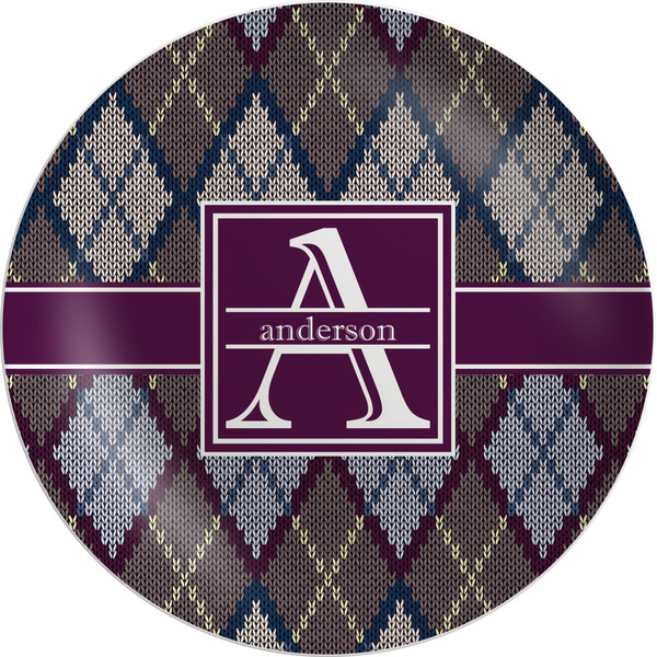 Custom Knit Argyle Melamine Plate (Personalized)