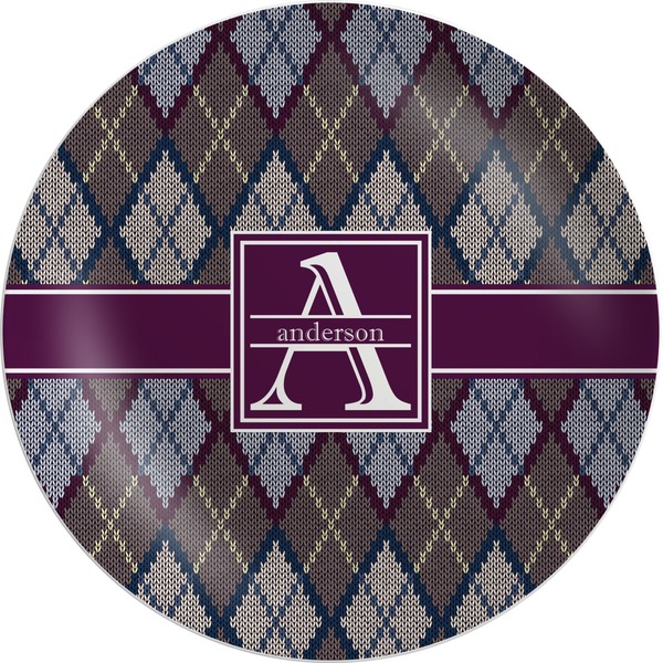 Custom Knit Argyle Melamine Plate (Personalized)