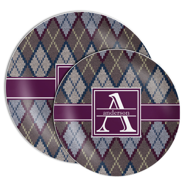 Knit Argyle Melamine Plates - PARENT/MAIN