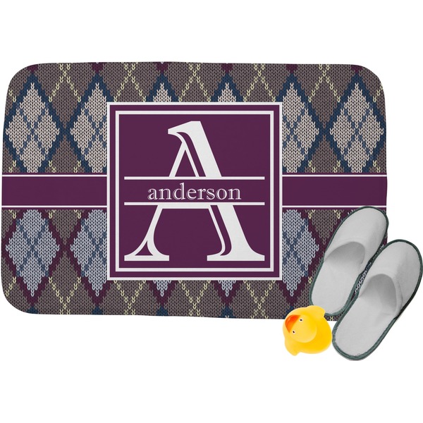 Custom Knit Argyle Memory Foam Bath Mat - 24"x17" (Personalized)