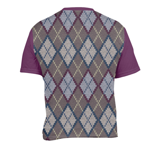 Knit Argyle Men's Crew Neck T Shirt Medium - Back