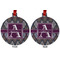 Knit Argyle Metal Ball Ornament - Front and Back
