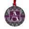 Knit Argyle Metal Ball Ornament - Front