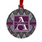 Knit Argyle Metal Ball Ornament - Double Sided w/ Name and Initial