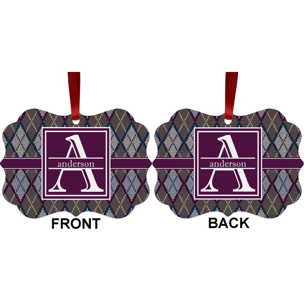 Knit Argyle Metal Benilux Ornament - Front and Back (APPROVAL)