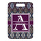 Knit Argyle Metal Luggage Tag - Front Without Strap