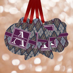Knit Argyle Metal Ornaments - Double Sided w/ Name and Initial