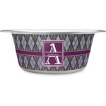 Knit Argyle Stainless Steel Dog Bowl - Large (Personalized)