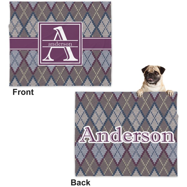 Knit Argyle Microfleece Dog Blanket - Large- Front & Back