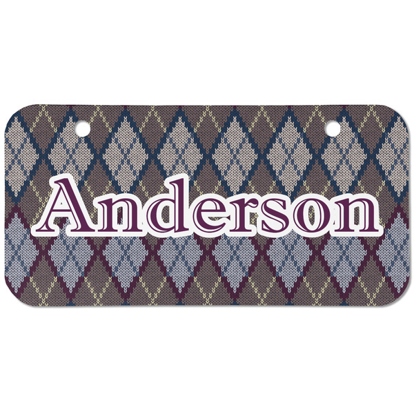Custom Knit Argyle Mini/Bicycle License Plate (2 Holes) (Personalized)
