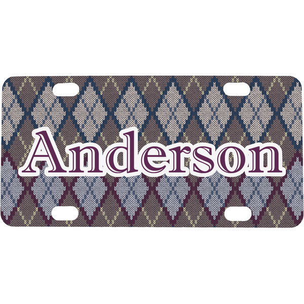 Custom Knit Argyle Mini / Bicycle License Plate (4 Holes) (Personalized)