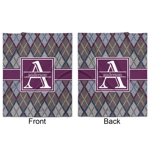 Knit Argyle Minky Blanket - 50"x60" - Double Sided - Front & Back