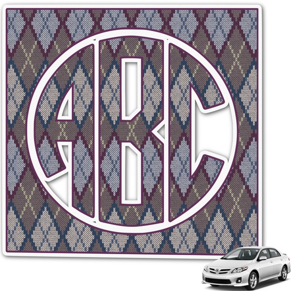 Custom Knit Argyle Monogram Car Decal (Personalized)