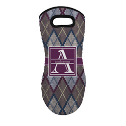 Knit Argyle Neoprene Oven Mitt w/ Name and Initial