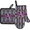 Knit Argyle Oven Mitt & Pot Holder Set w/ Name and Initial