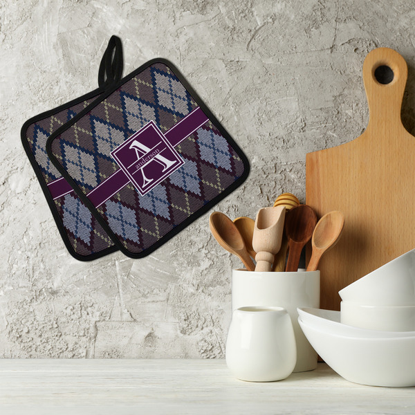 Knit Argyle Neoprene Pot Holder - Set of 2  LIFESTYLE