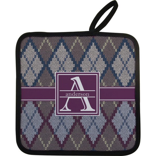 Custom Knit Argyle Pot Holder w/ Name and Initial