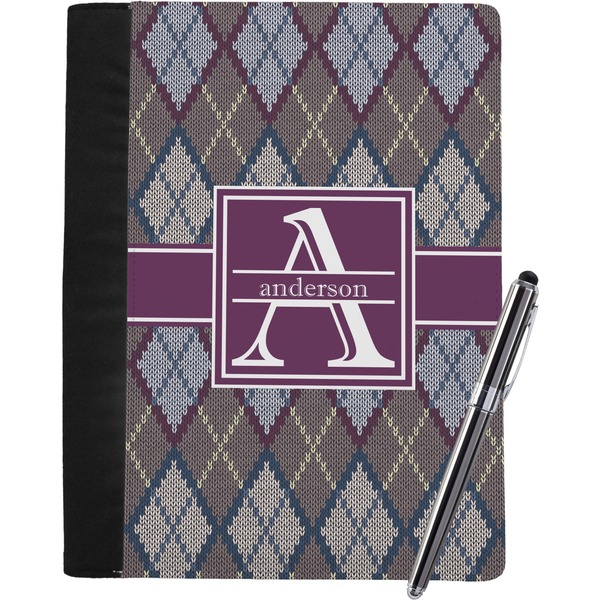 Custom Knit Argyle Notebook Padfolio - Large w/ Name and Initial