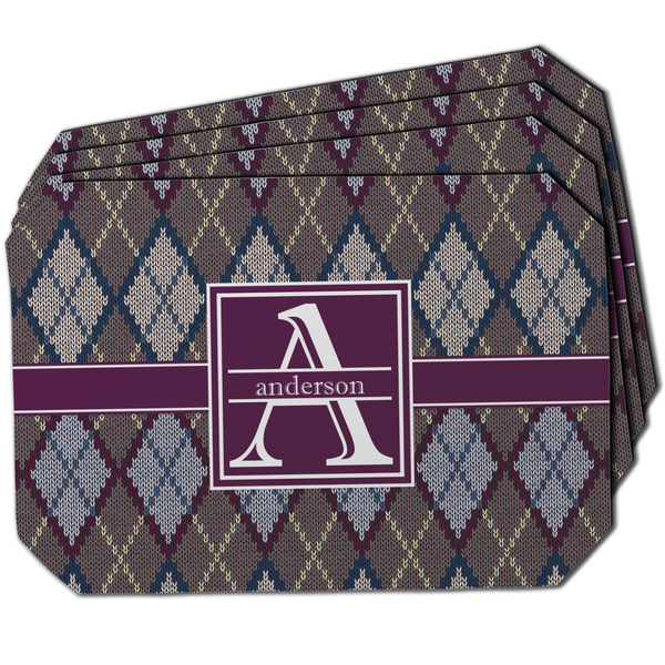 Custom Knit Argyle Dining Table Mat - Octagon w/ Name and Initial