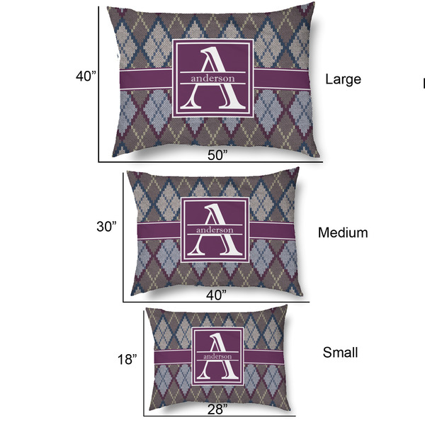Knit Argyle Outdoor Dog Beds - SIZE CHART